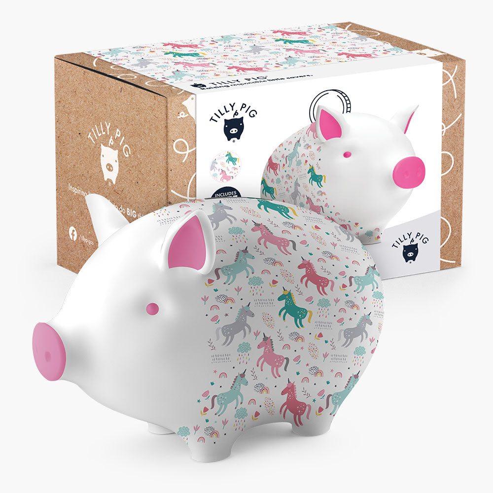 Tilly Pig Unicorn & Rainbows Piggy Bank