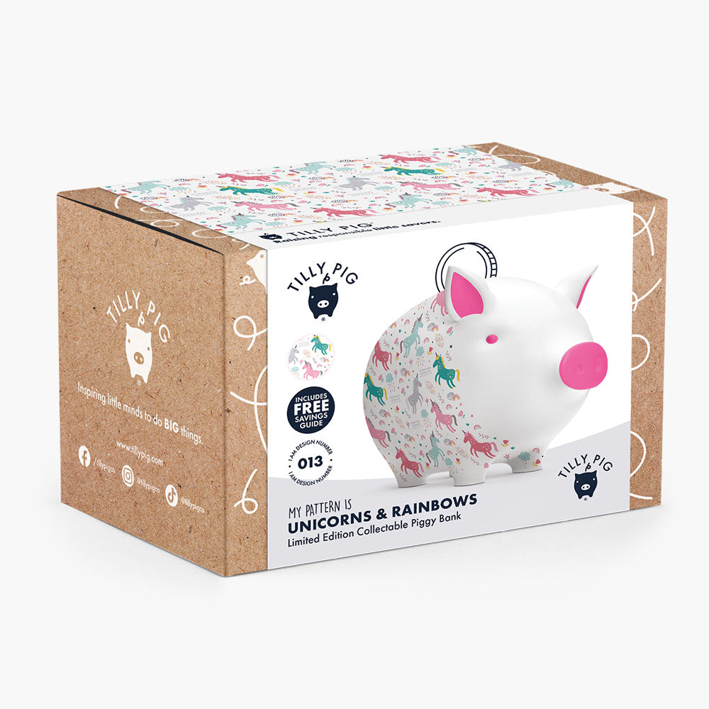 Tilly Pig Unicorn & Rainbows Piggy Bank
