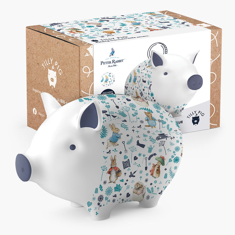 Peter Rabbit and Friends Blue Piggy Bank