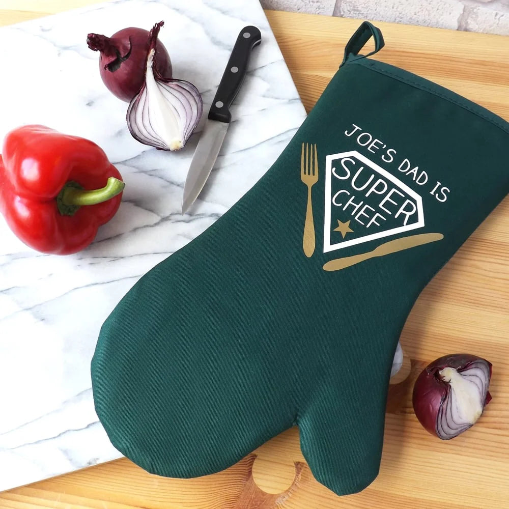 Personalised Super Chef Oven Glove in Navy