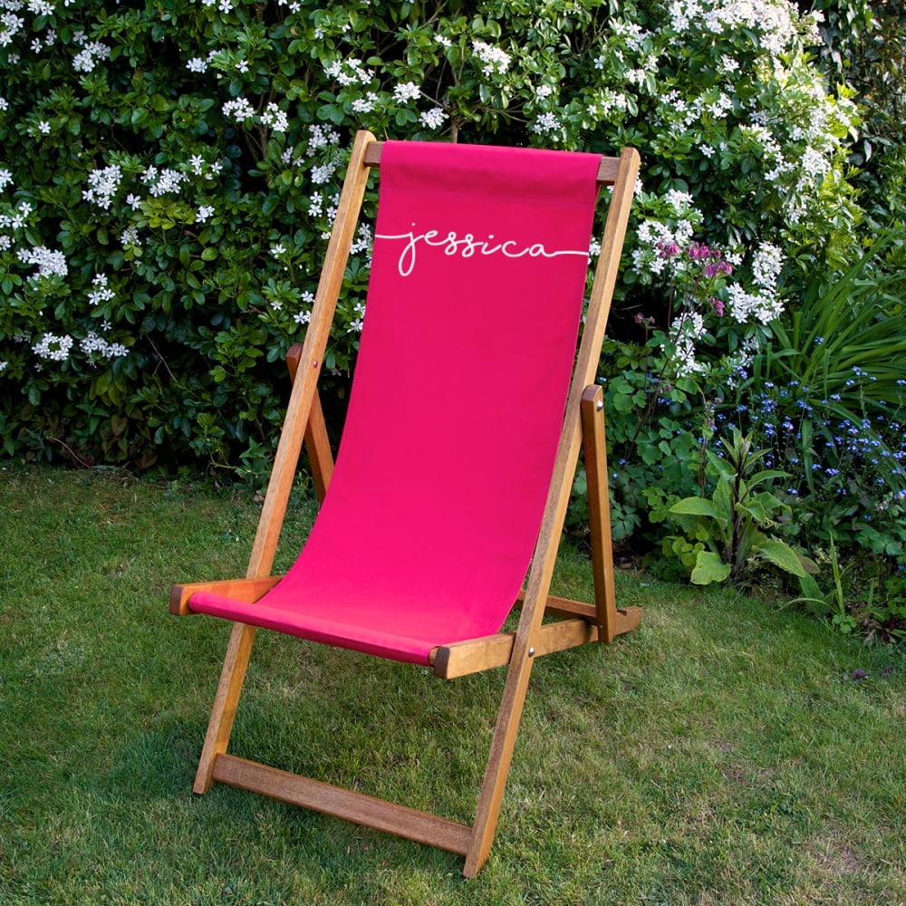 Personalised Adult Deckchair in Pink