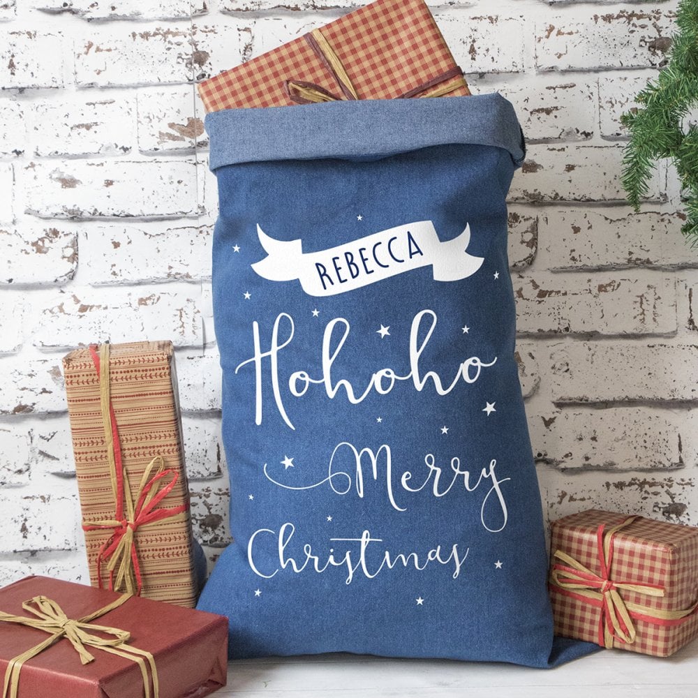 Personalised Denim Christmas Sack