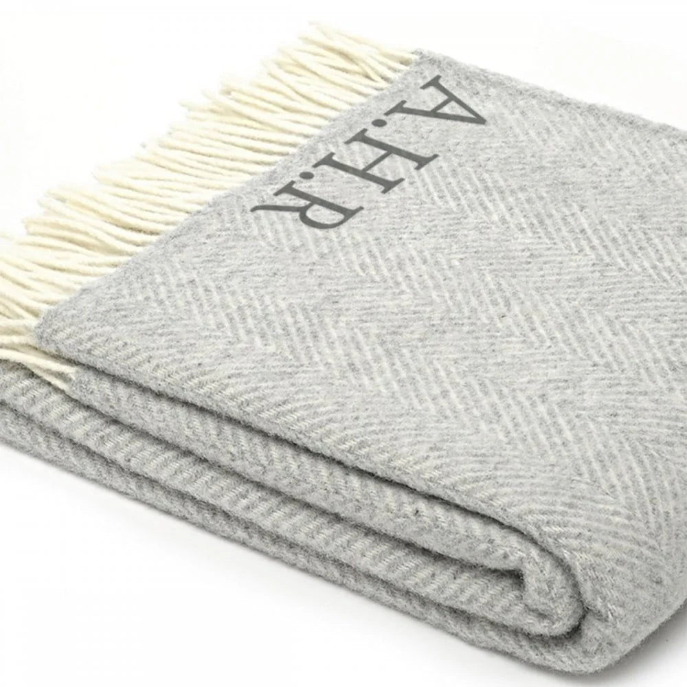 Personalised Wool Blanket in Silver