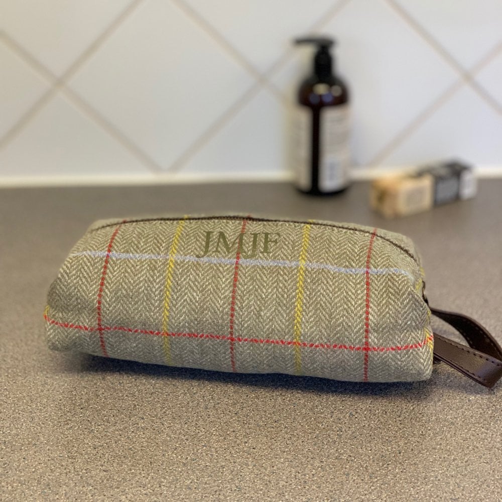 Personalised Tweed Wash Bag