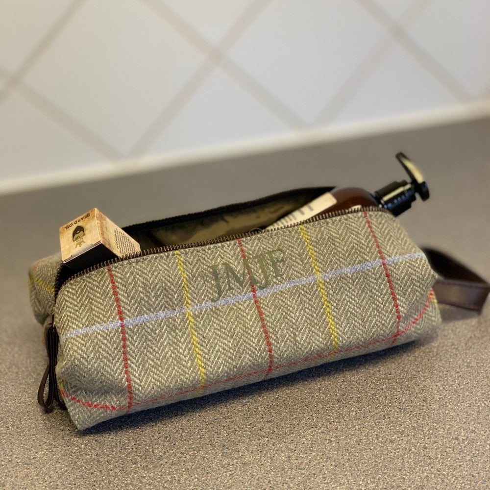 Personalised Tweed Wash Bag
