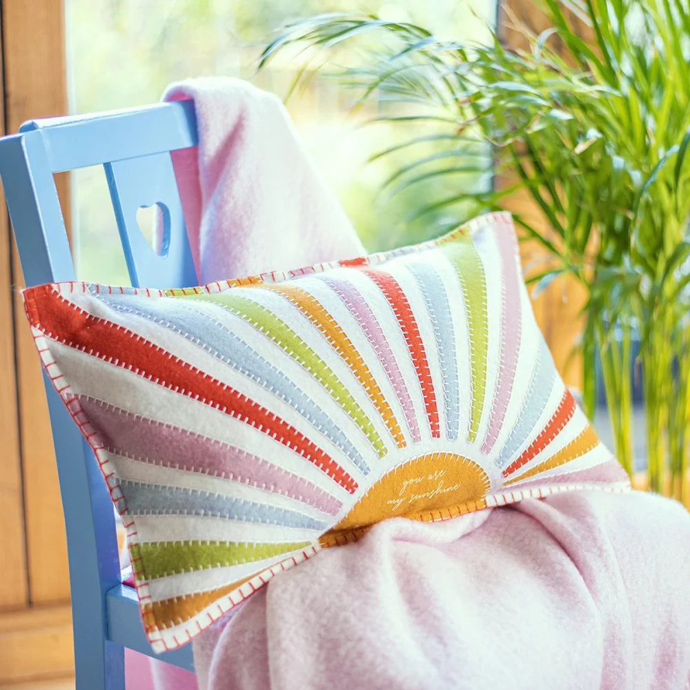 Personalised Hand Embroidered Sunshine Cushion