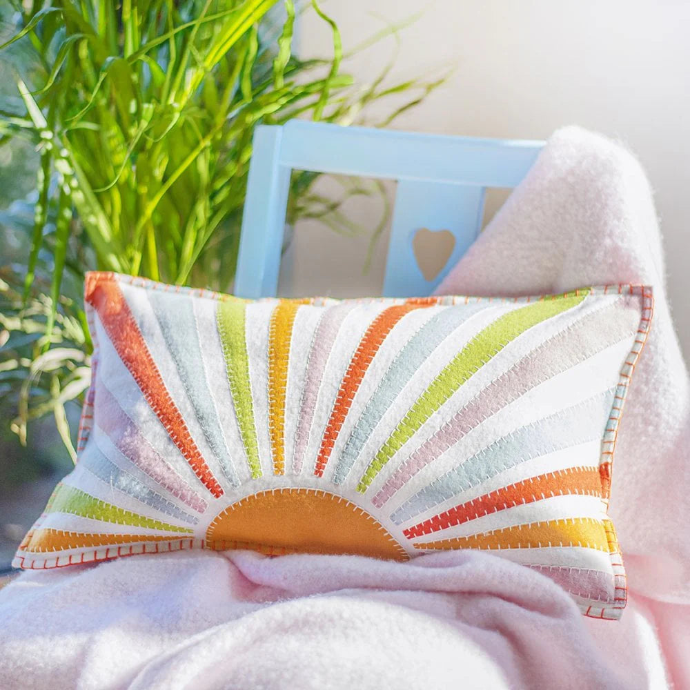 Personalised Hand Embroidered Sunshine Cushion