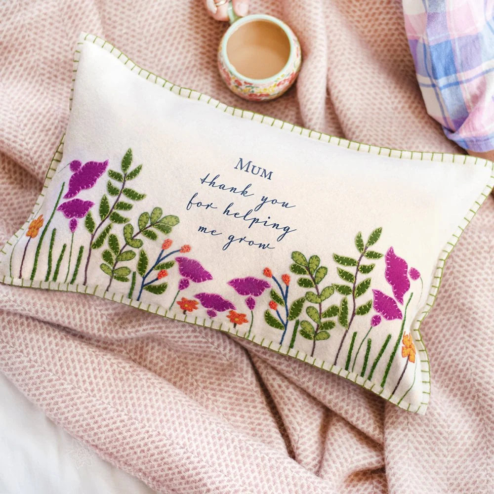 Personalised Handmade Wool Felt Floral Cushion