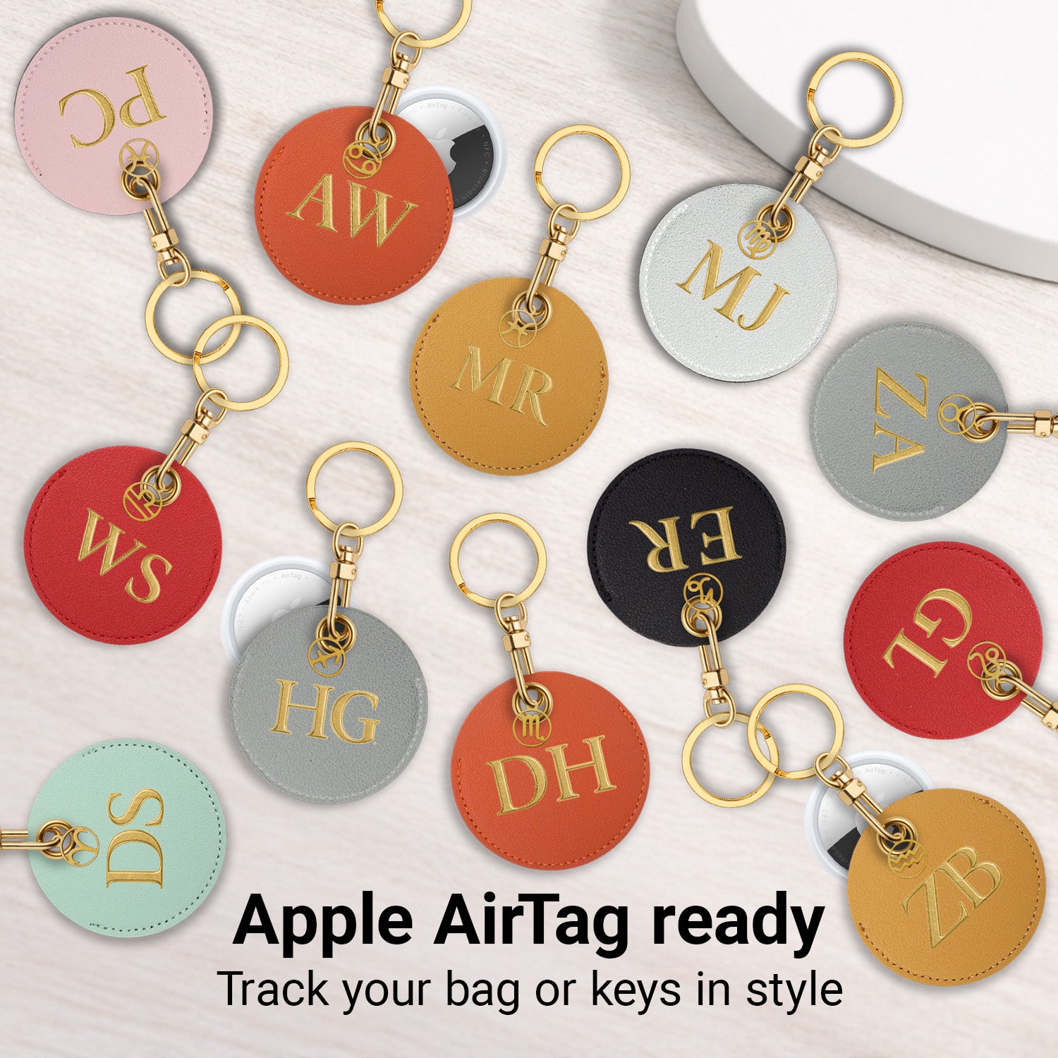 Personalised Vegan Leather Bag Accessory with Zodiac Charm