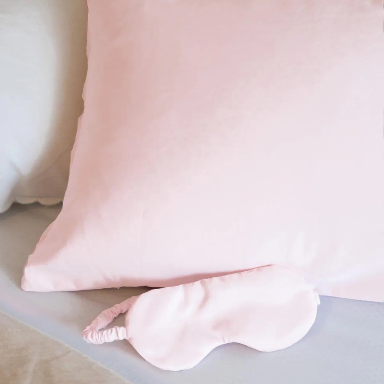 Personalised Embroidered Pink Silky Satin Pillowcase and Eye mask Gift Set