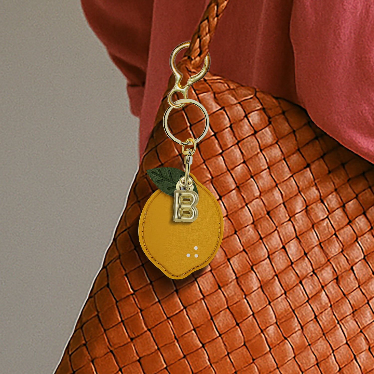 Personalised Lemon Vegan Leather Bag Charm