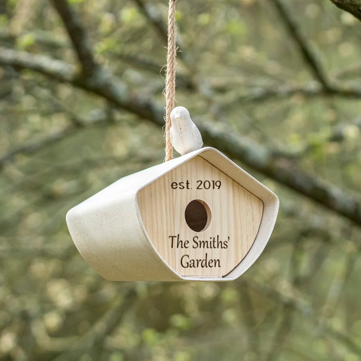 Personalised Eco Fibre Bird House in Natural