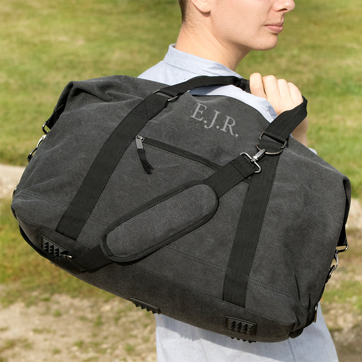Personalised Large Canvas Holdall in Black