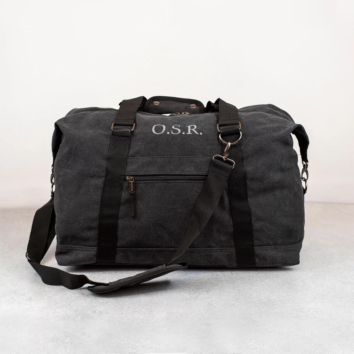 Personalised Large Canvas Holdall in Black