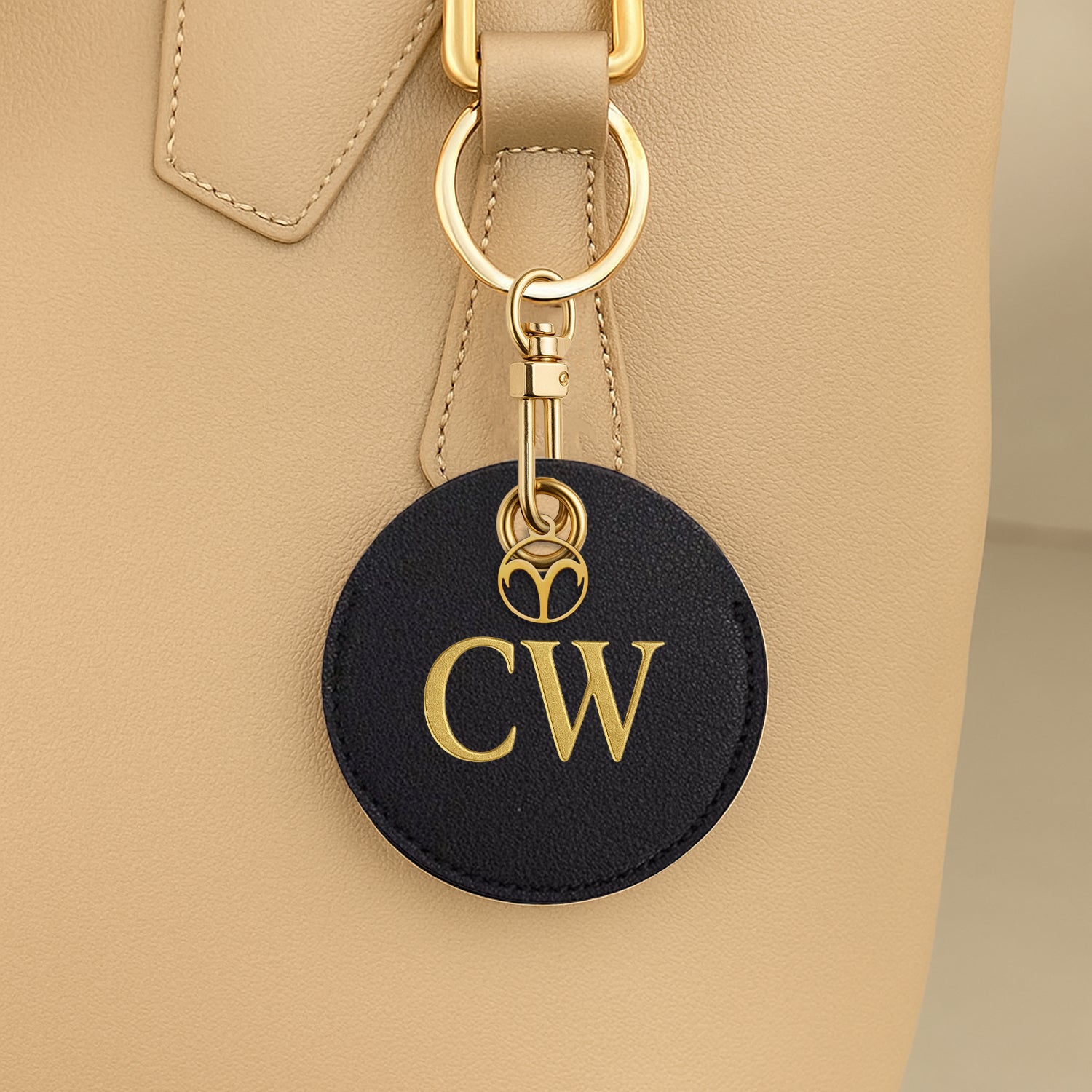 Personalised Vegan Leather Bag Accessory with Zodiac Charm