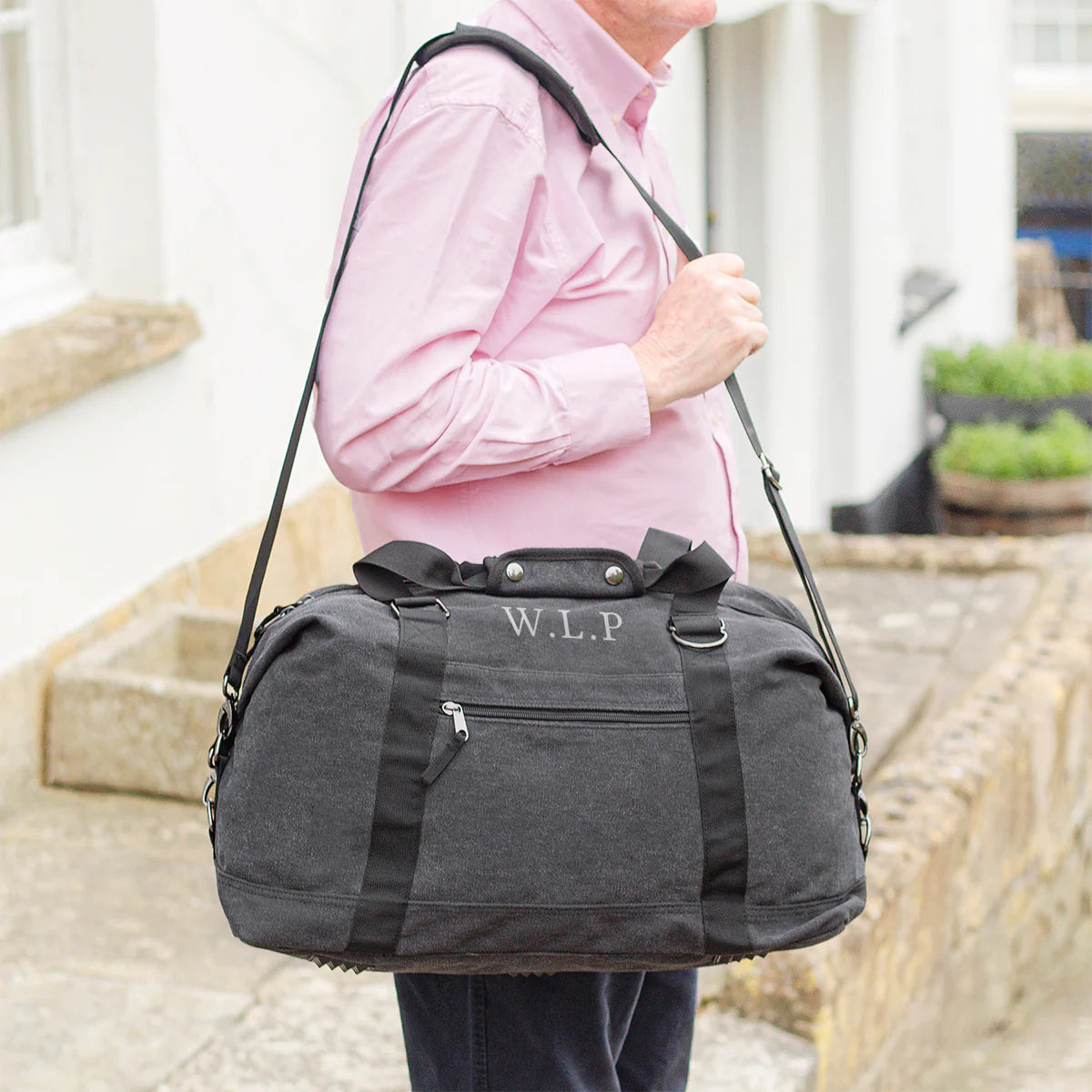 Personalised Large Canvas Holdall in Black