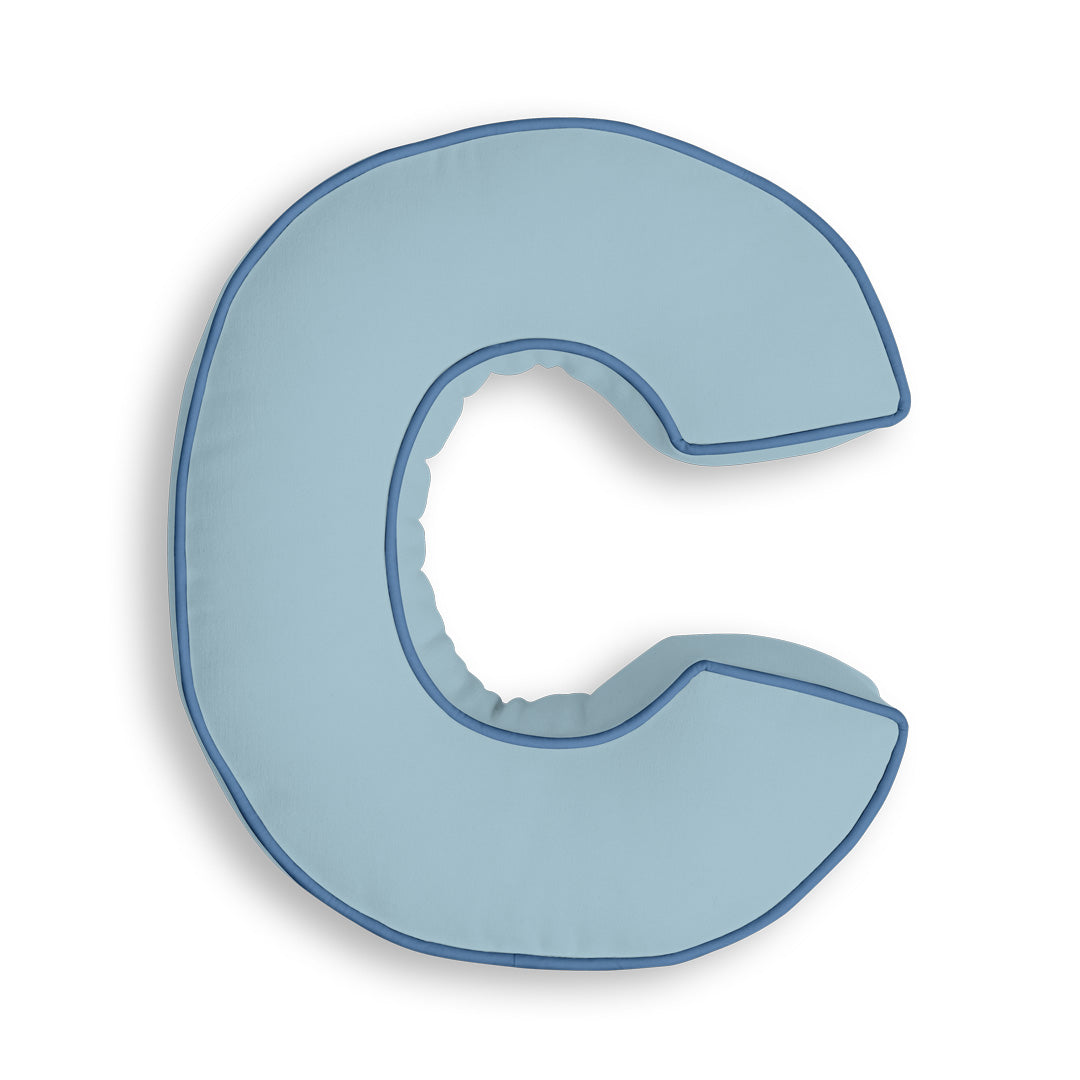 Personalised Letter Cushion 'C' in Soft Blue