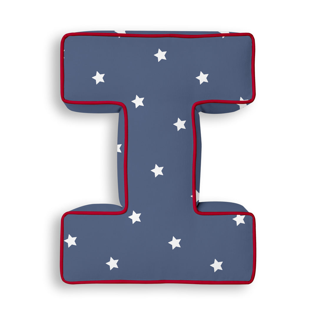 Personalised Letter Cushion 'I' in Navy Stars