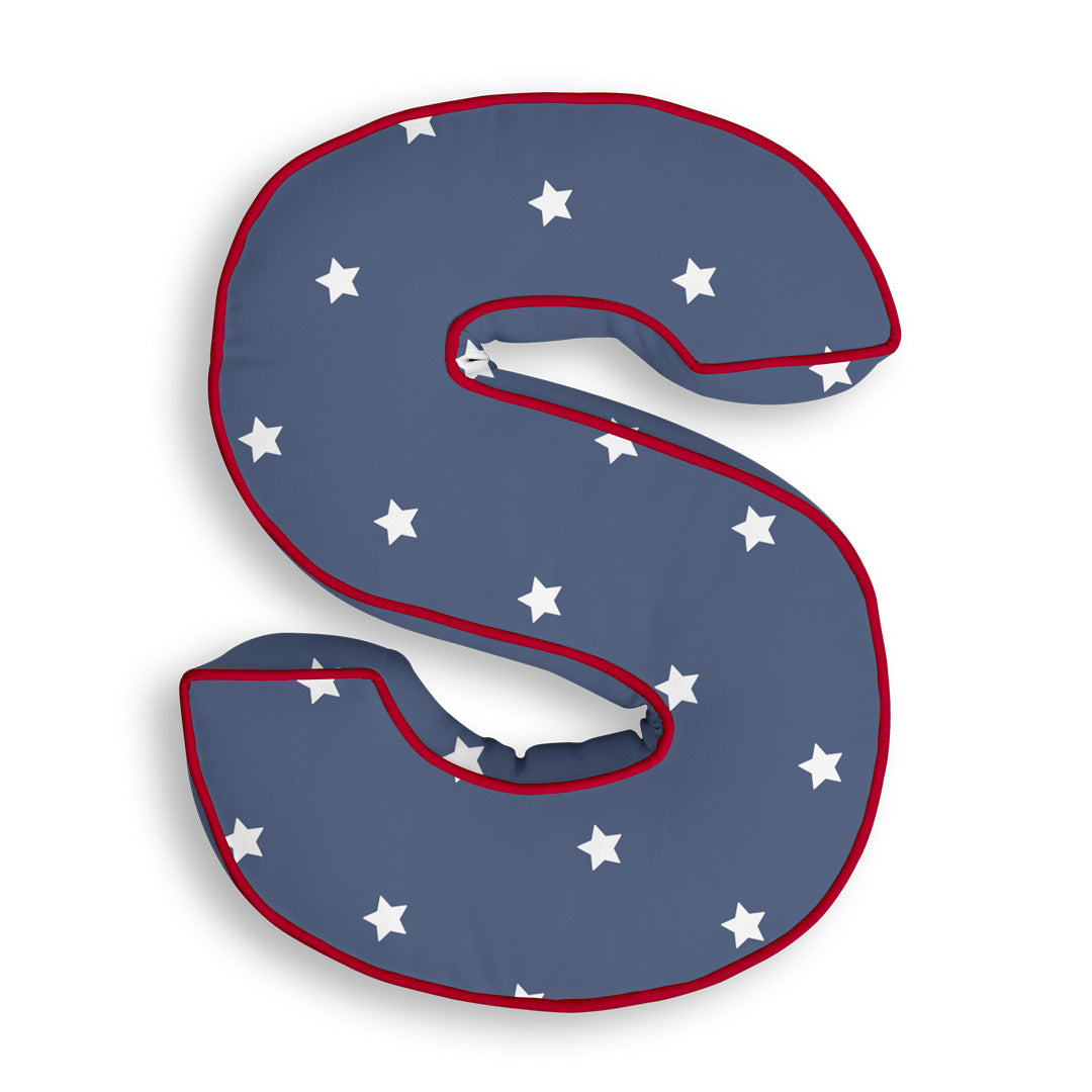 Personalised Letter Cushion 'S' in Navy Stars