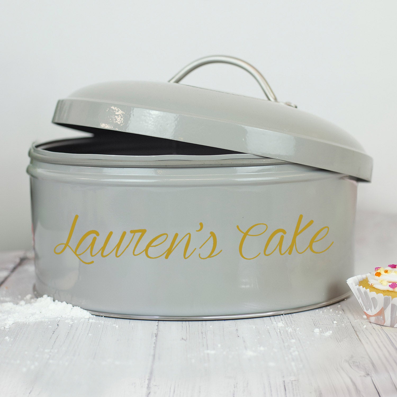 Personalised Cake Tin in Grey