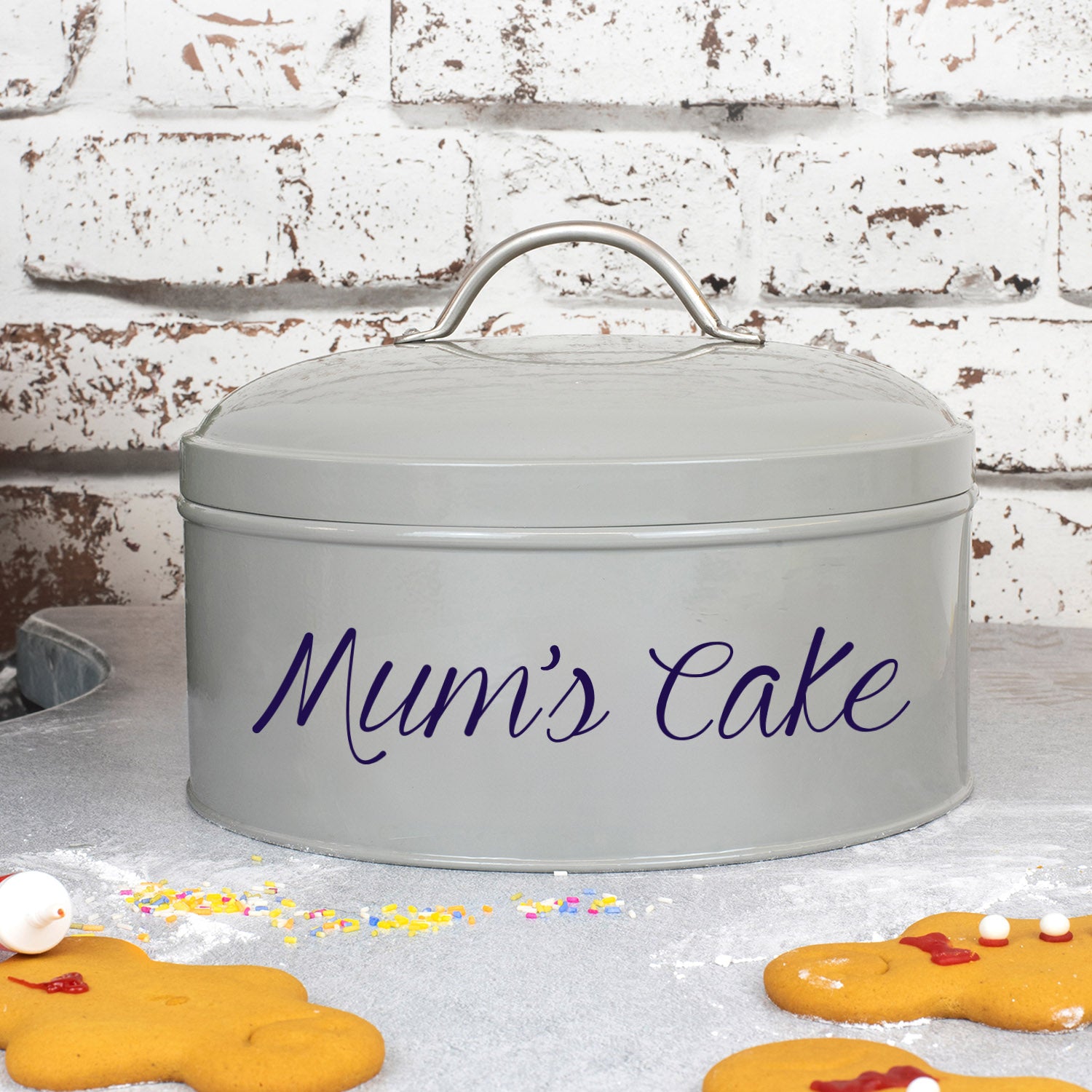 Personalised Cake Tin in Grey