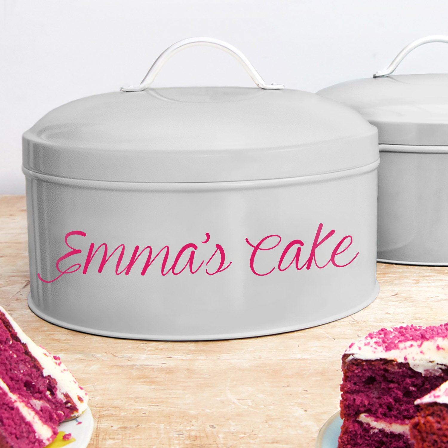 Personalised Cake Tin in Grey