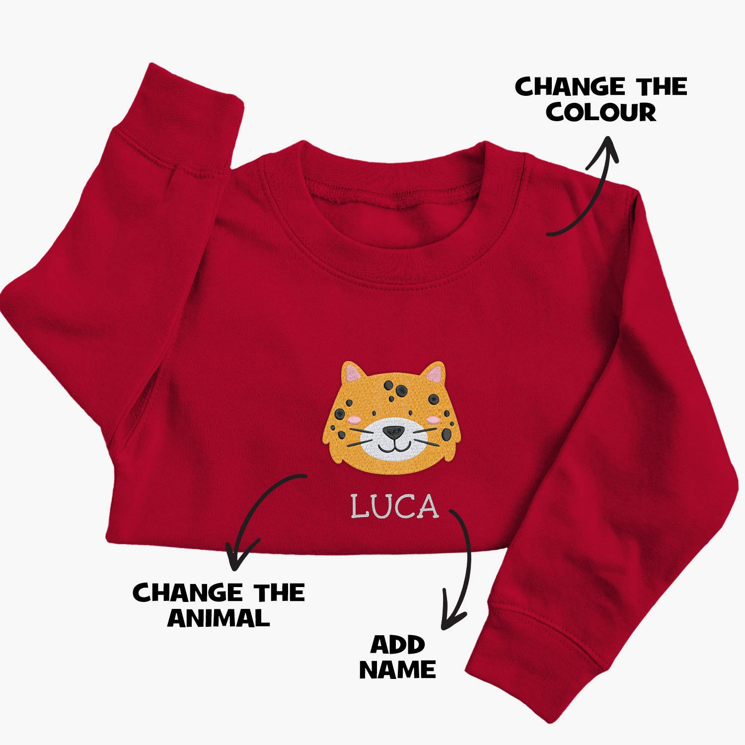 Personalised 'On The Wild Side' Embroidered Children's Leopard Jumper