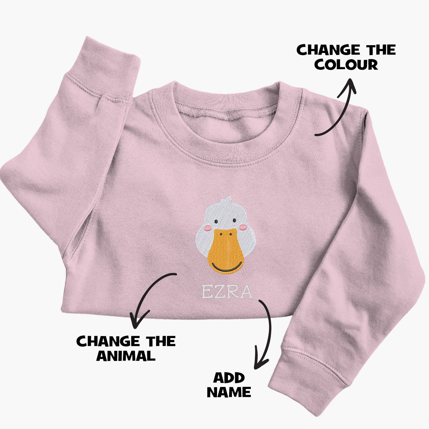 Personalised 'On The Wild Side' Embroidered Children's Duck Jumper