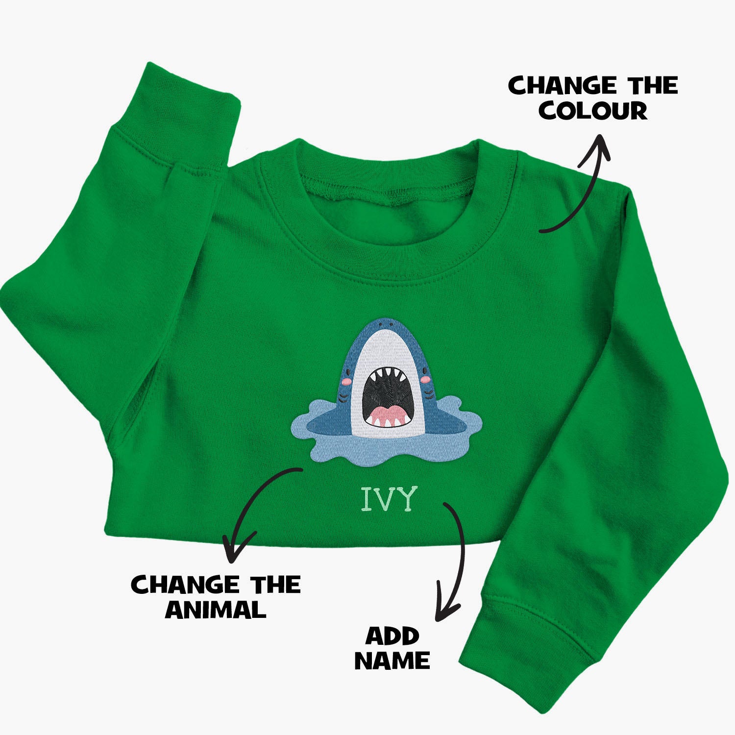Personalised 'On The Wild Side' Embroidered Children's Shark Jumper