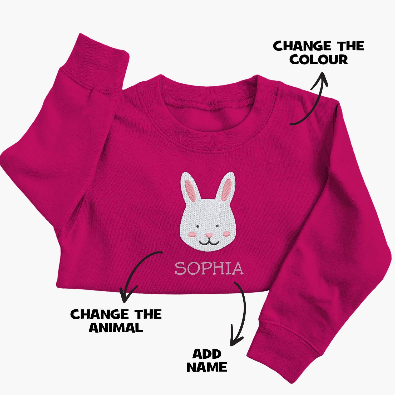 Personalised 'On The Wild Side' Embroidered Children's Rabbit Jumper