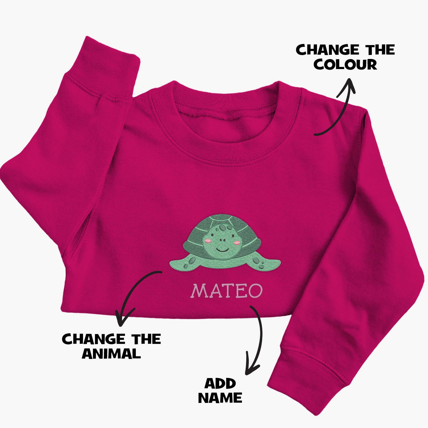 Personalised 'On The Wild Side' Embroidered Children's Turtle Jumper
