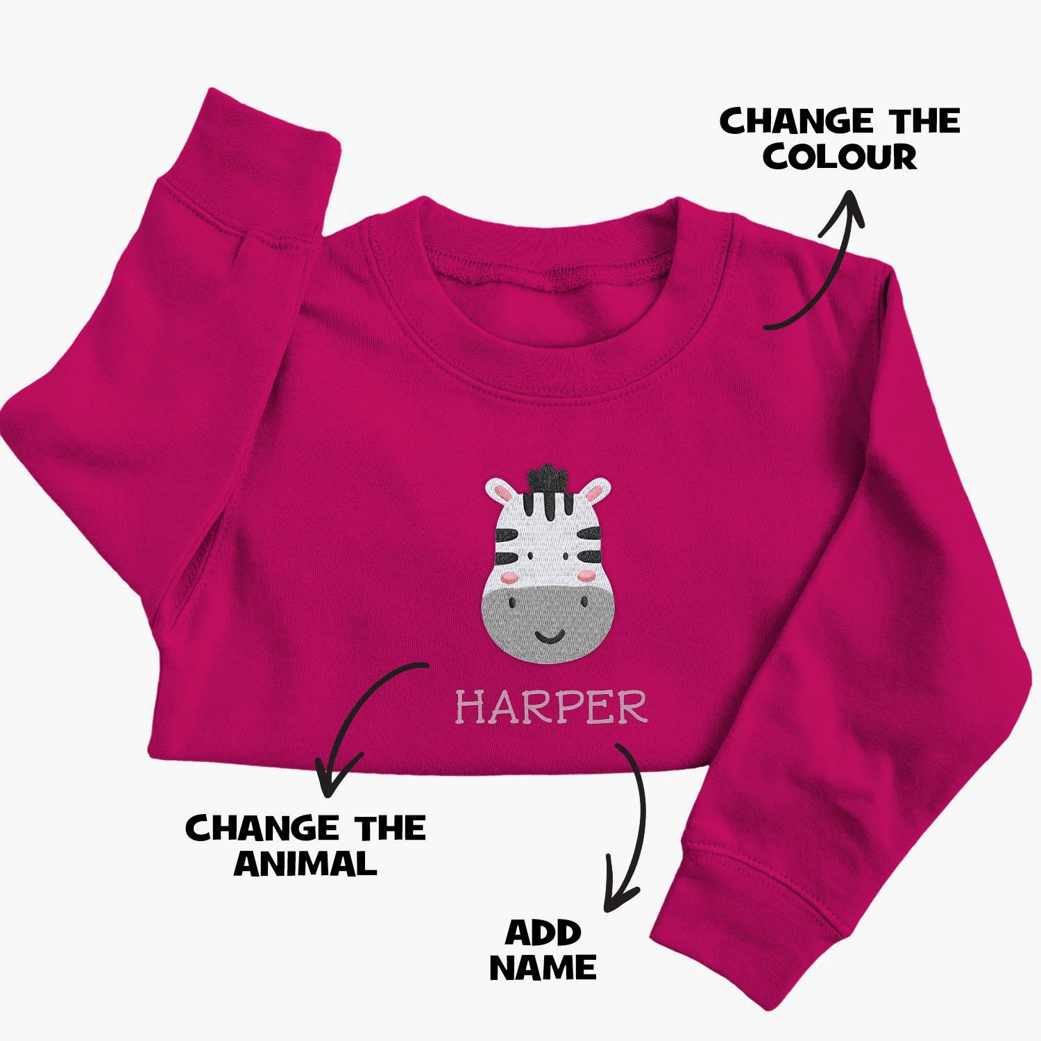 Personalised 'On The Wild Side' Embroidered Children's Zebra Jumper