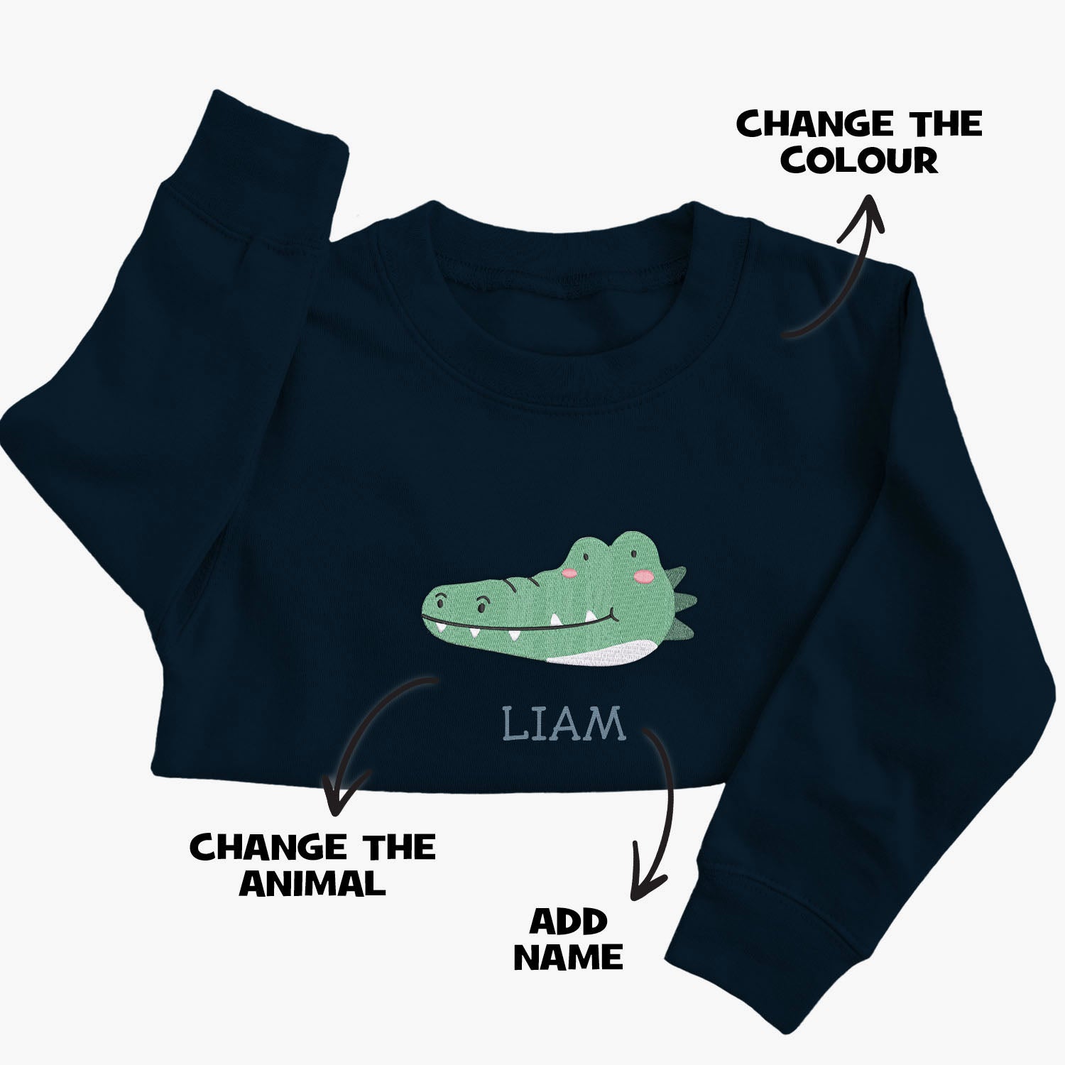 Personalised 'On The Wild Side' Embroidered Children's Crocodile Jumper