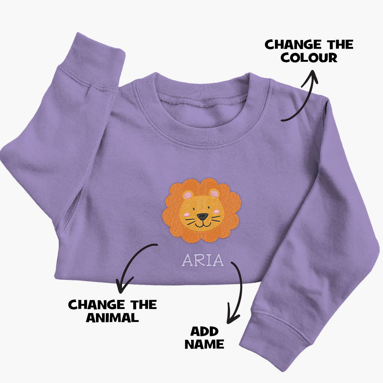 Personalised 'On The Wild Side' Embroidered Children's Lion Jumper
