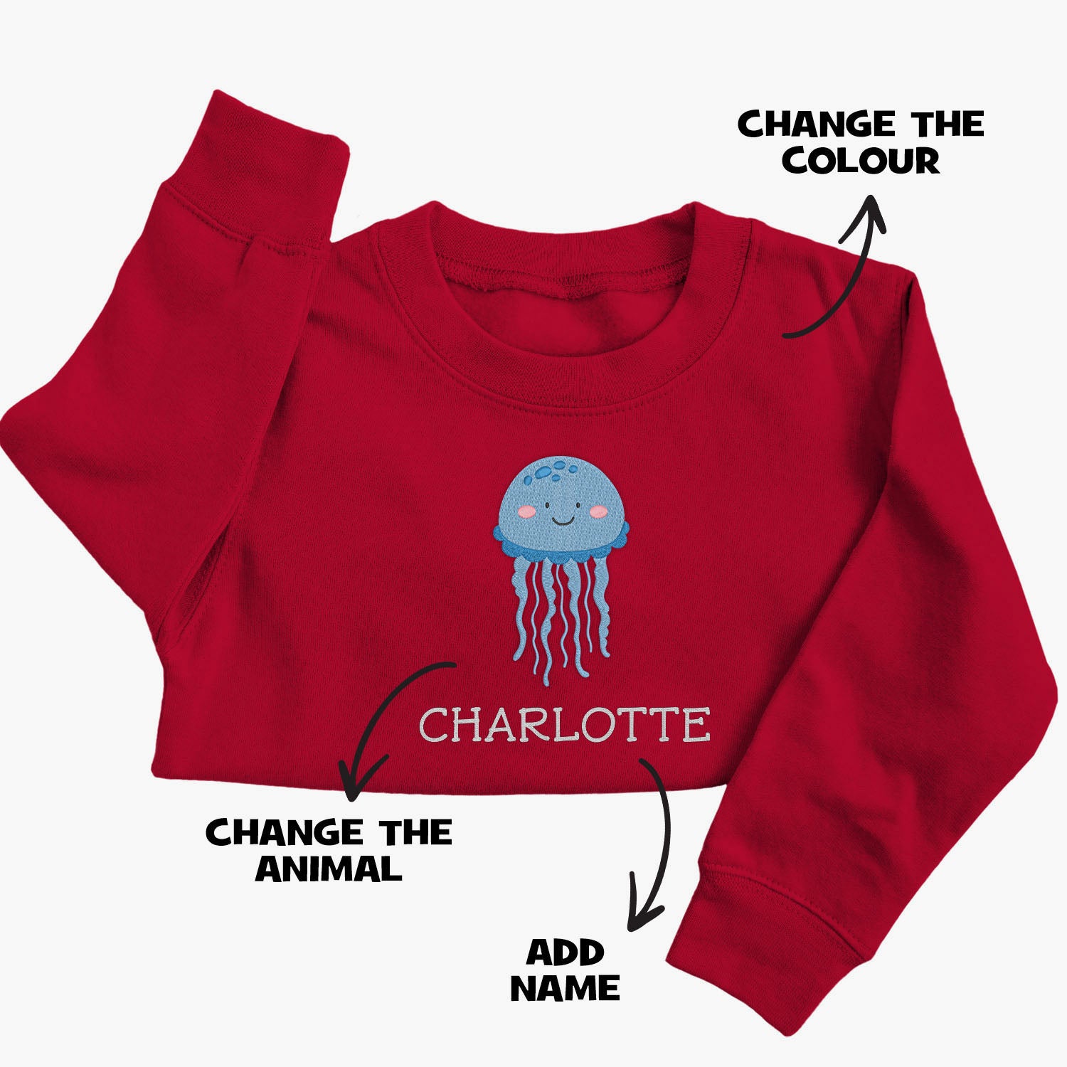 Personalised 'On The Wild Side' Embroidered Children's Jellyfish Jumper