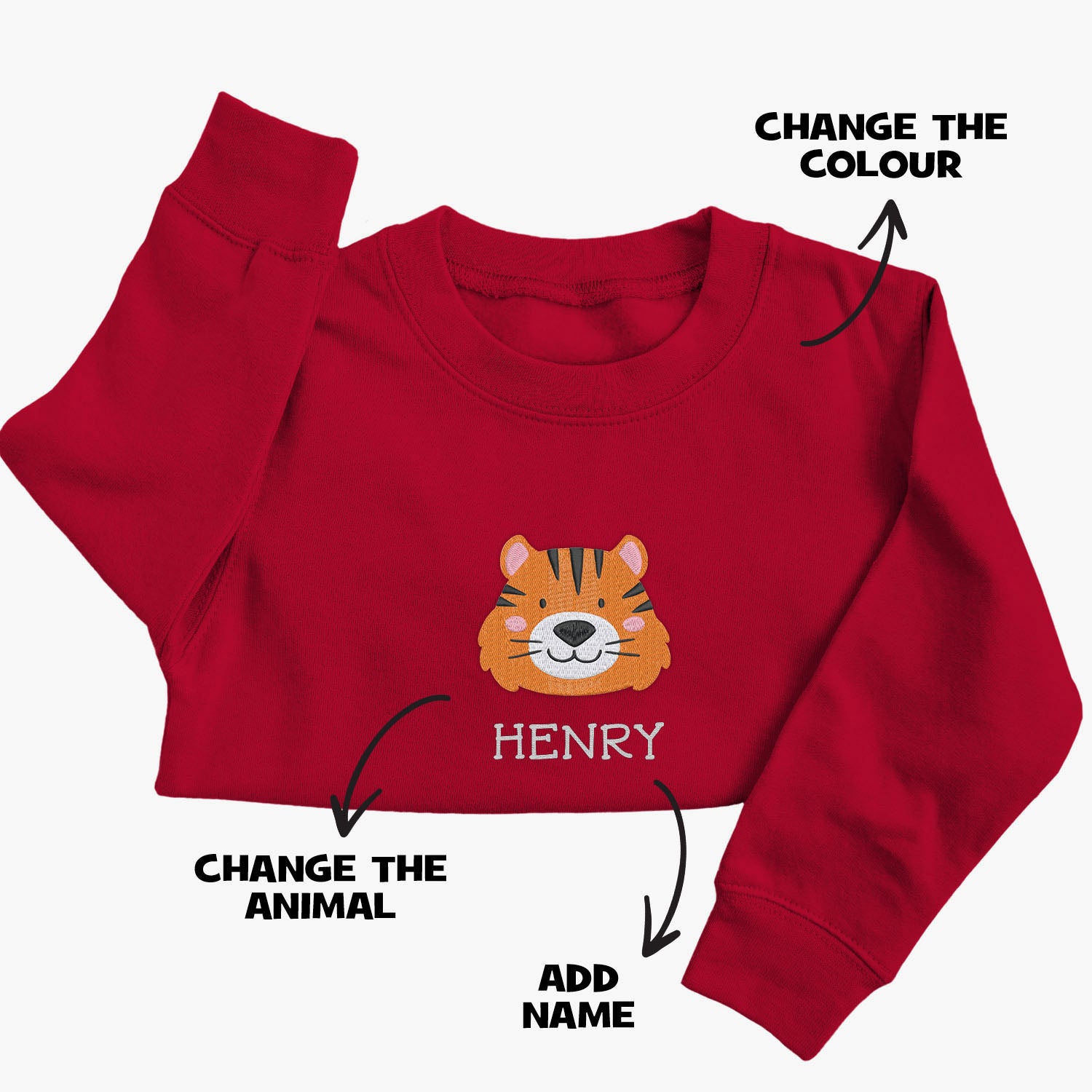 Personalised 'On The Wild Side' Embroidered Children's Tiger Jumper