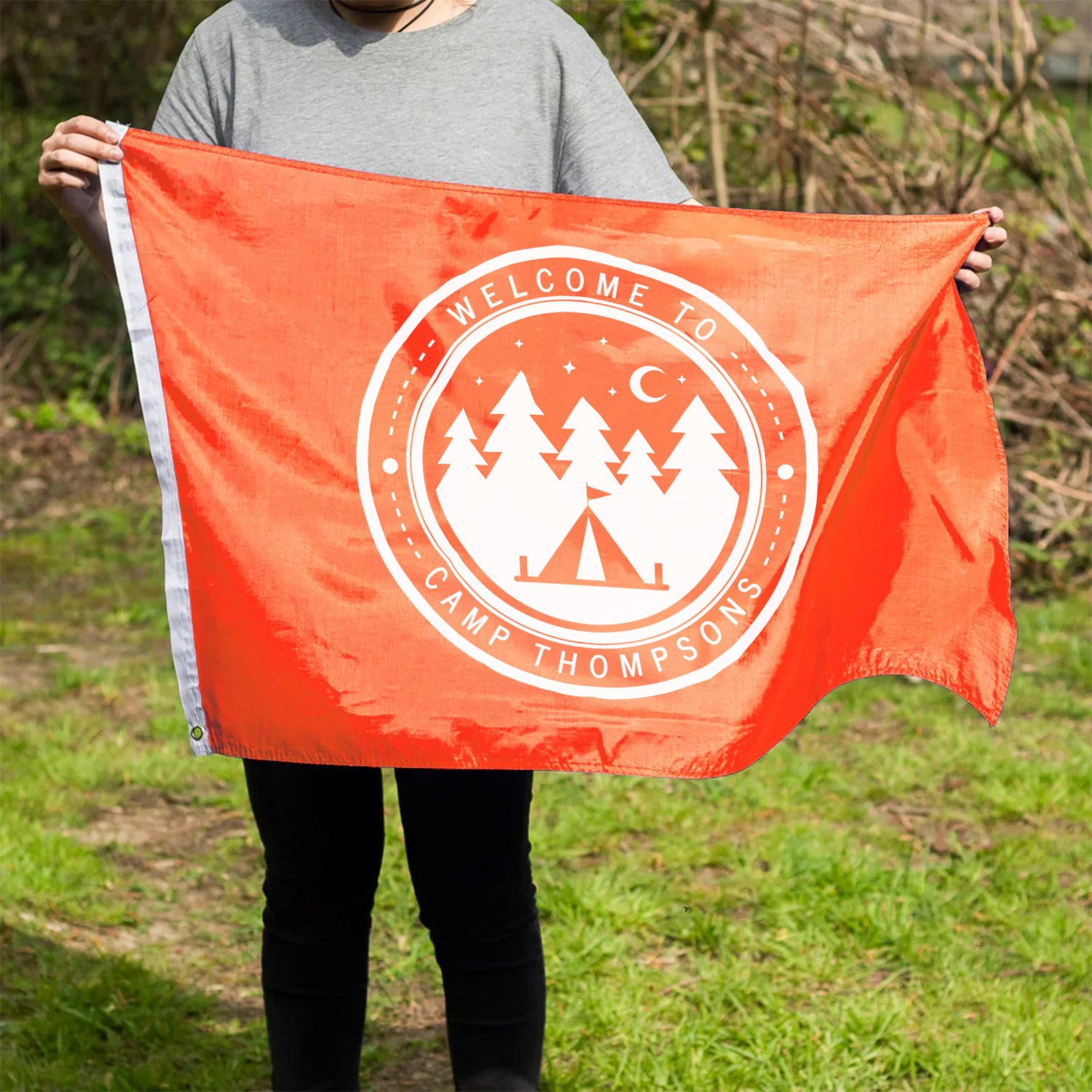 Personalised Logo Camping Flag in Orange