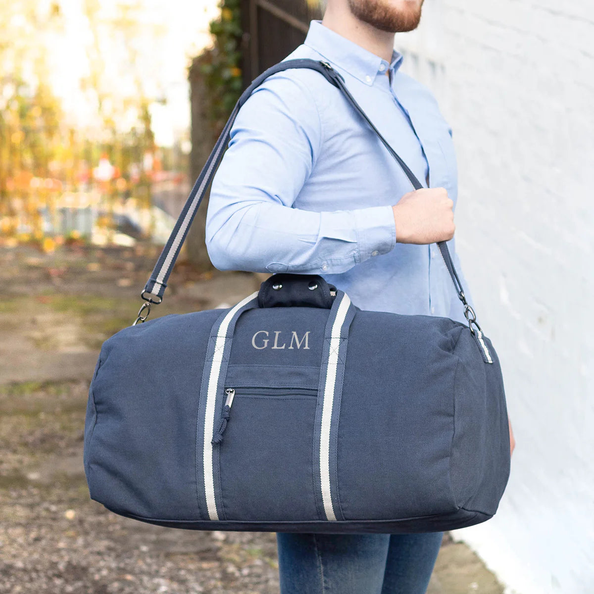 Personalised Large Canvas Holdall in Navy