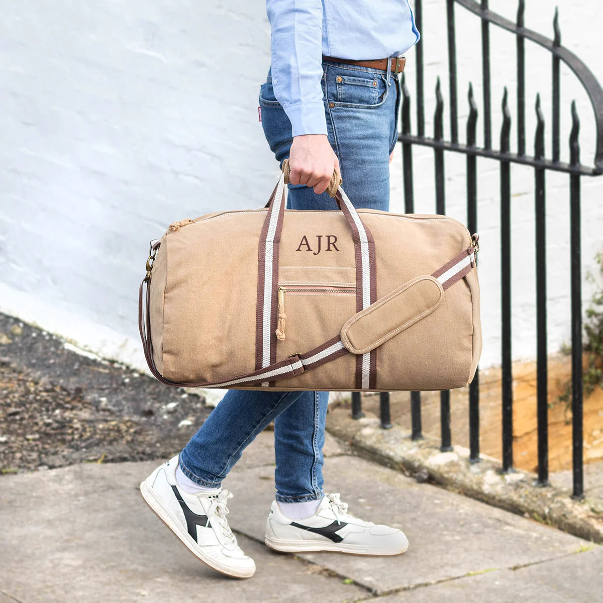 Personalised Large Canvas Holdall in Sand