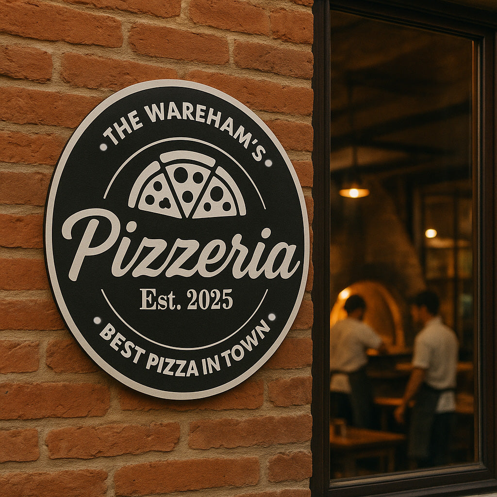 Personalised Pizzeria Black Plaque