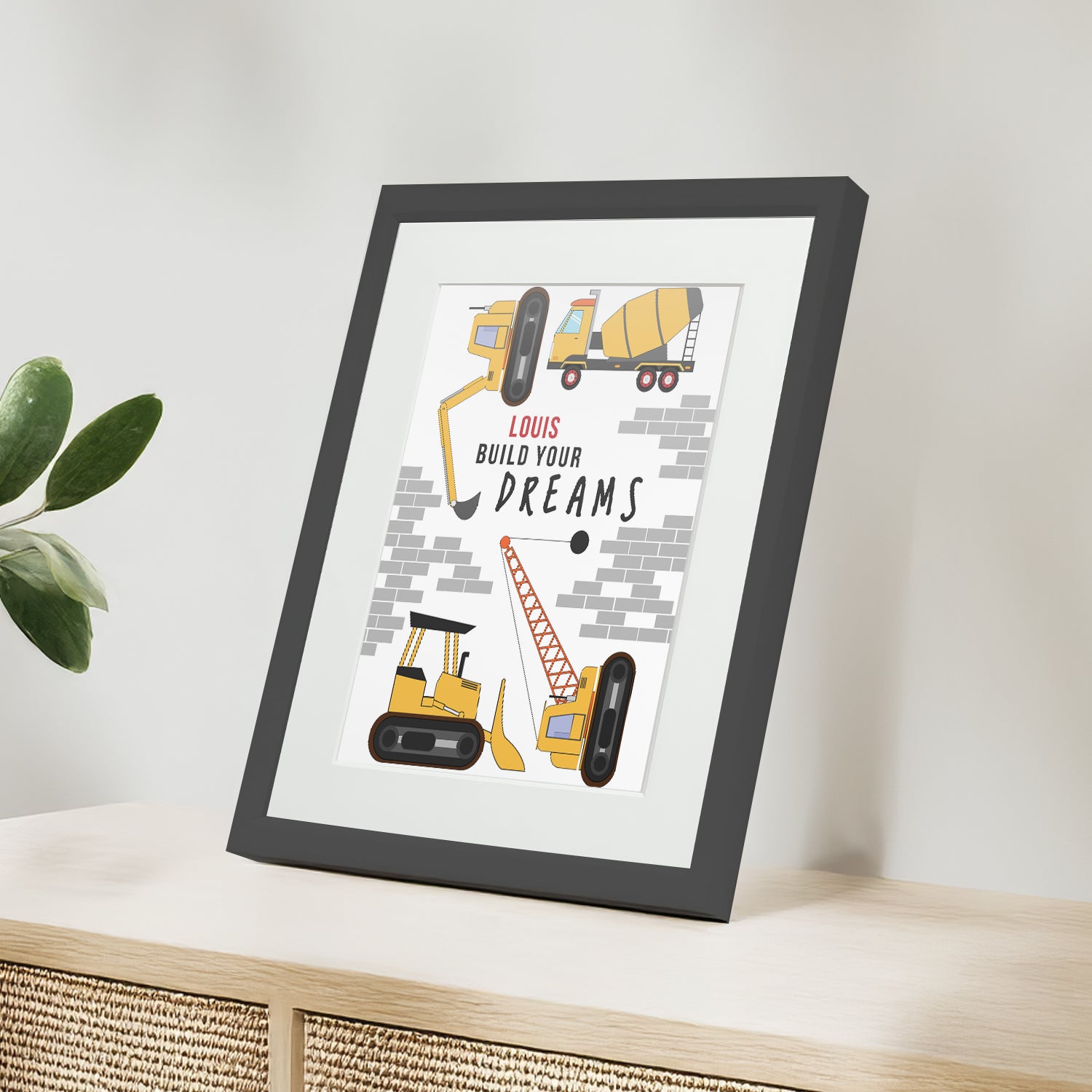 Personalised Construction Children's Nursery Framed Print