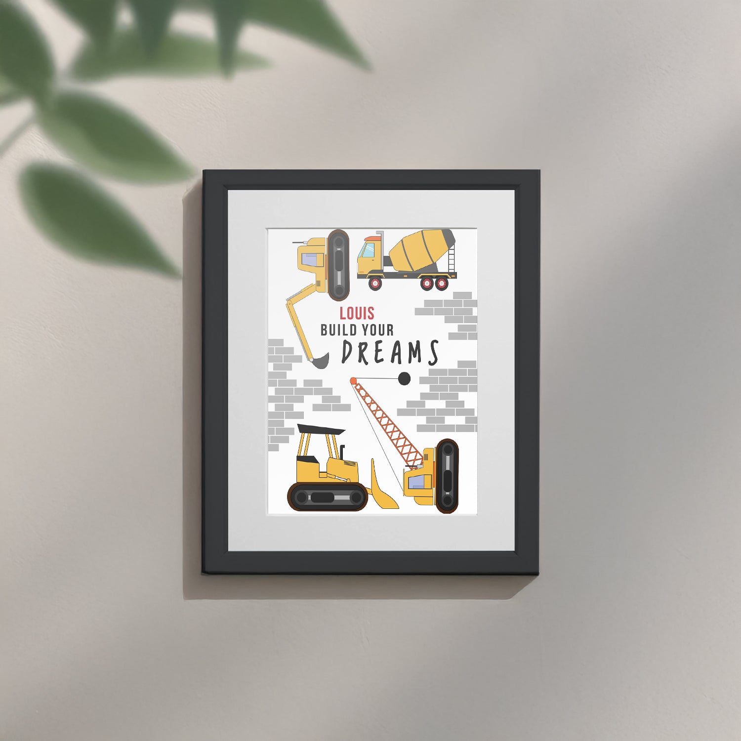 Personalised Construction Children's Nursery Framed Print