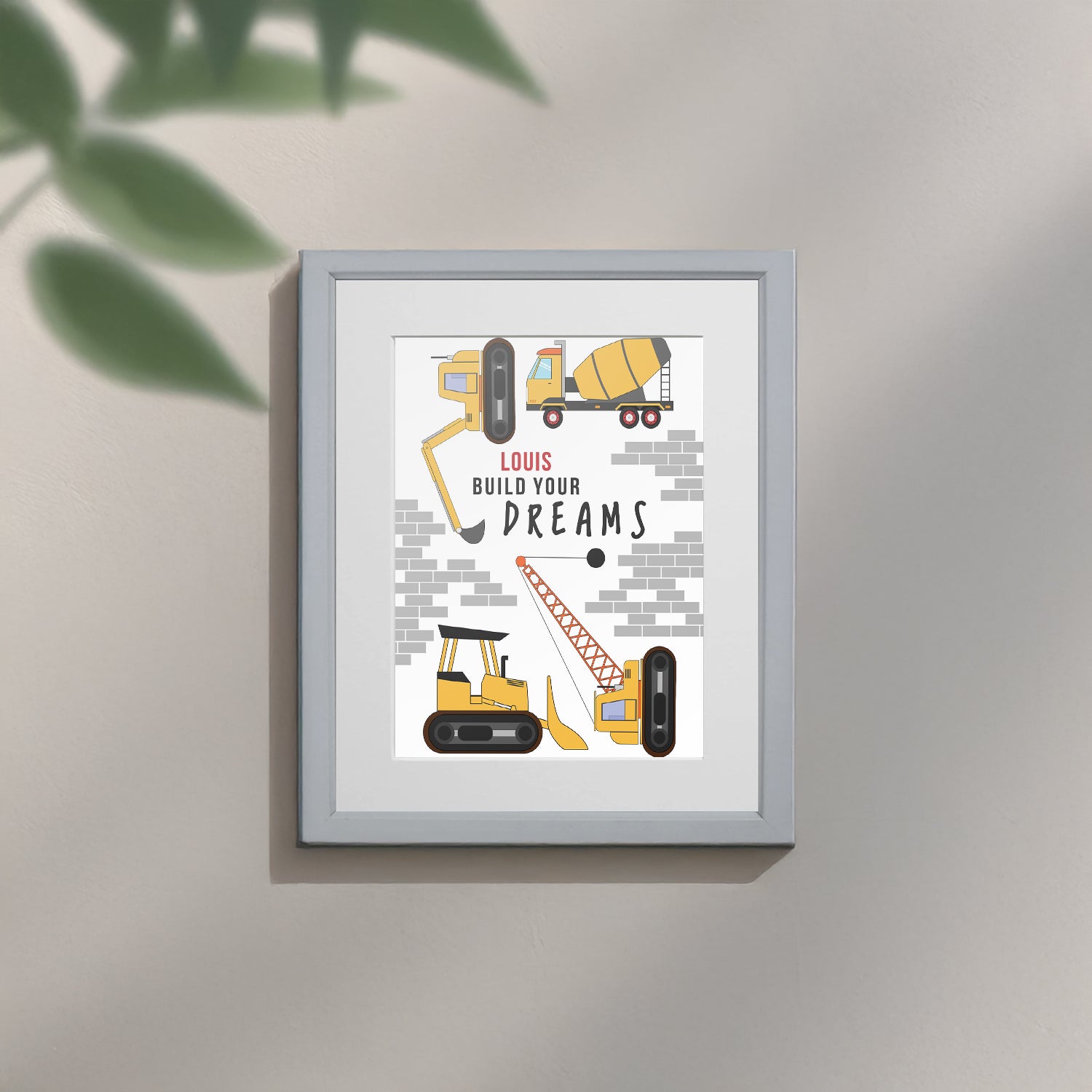 Personalised Construction Children's Nursery Framed Print