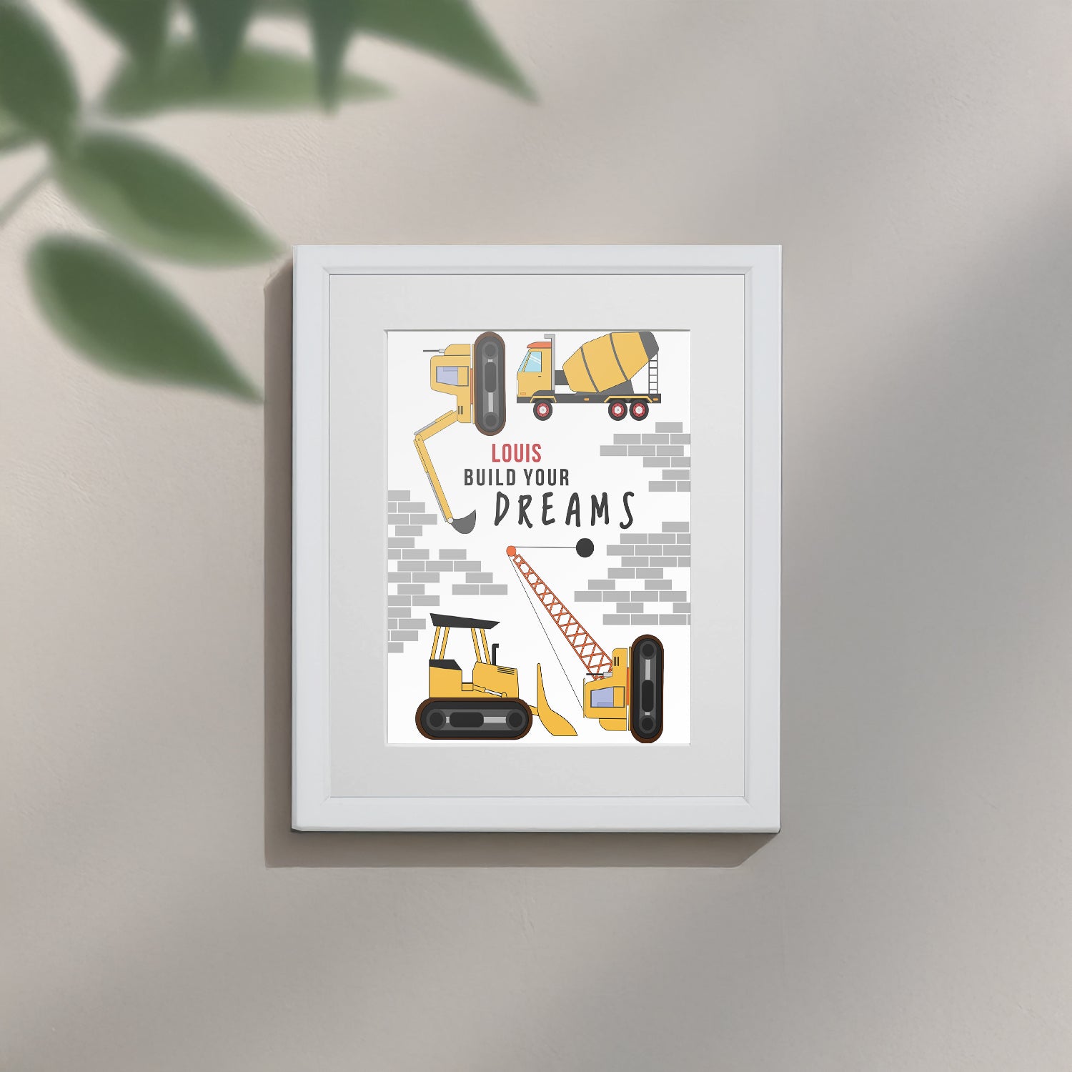 Personalised Construction Children's Nursery Framed Print