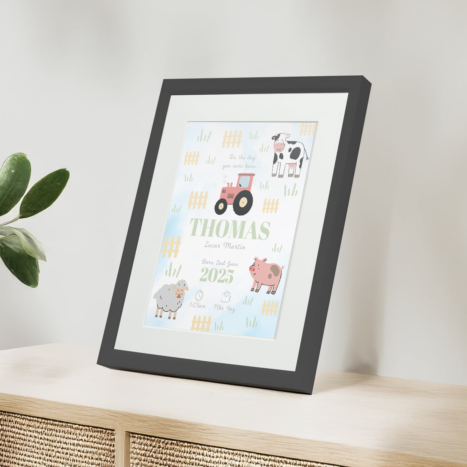 Personalised On The Day You Were Born Farmyard Framed Print