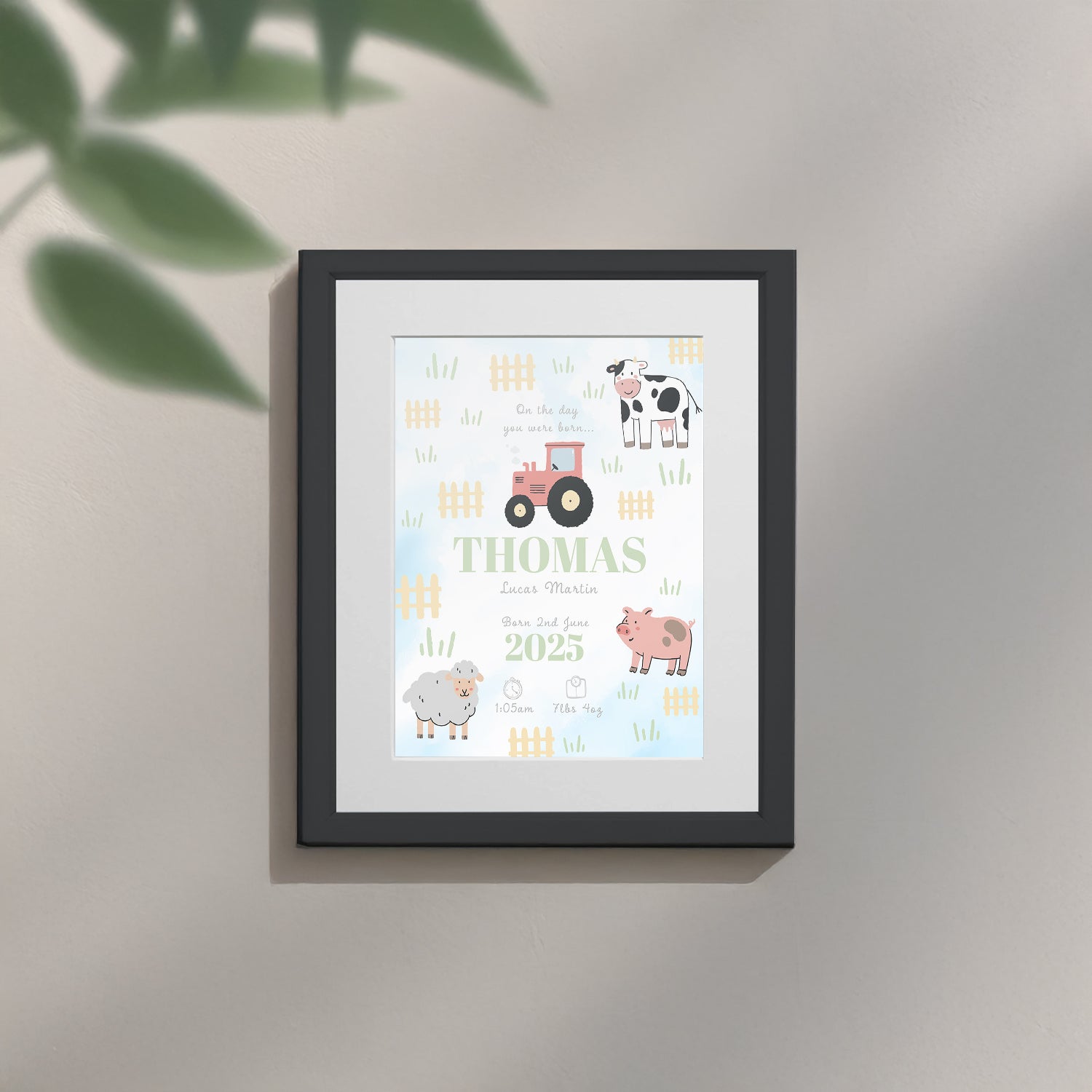 Personalised On The Day You Were Born Farmyard Framed Print