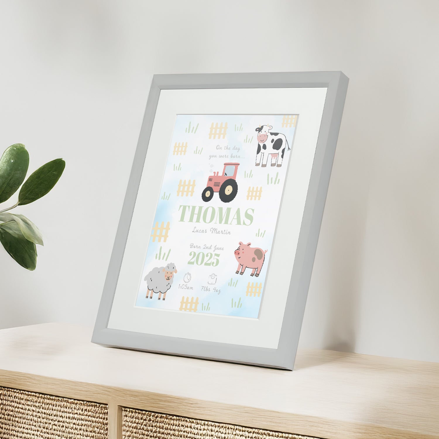 Personalised On The Day You Were Born Farmyard Framed Print
