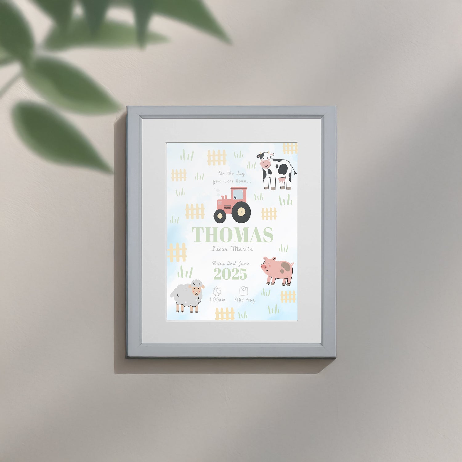 Personalised On The Day You Were Born Farmyard Framed Print