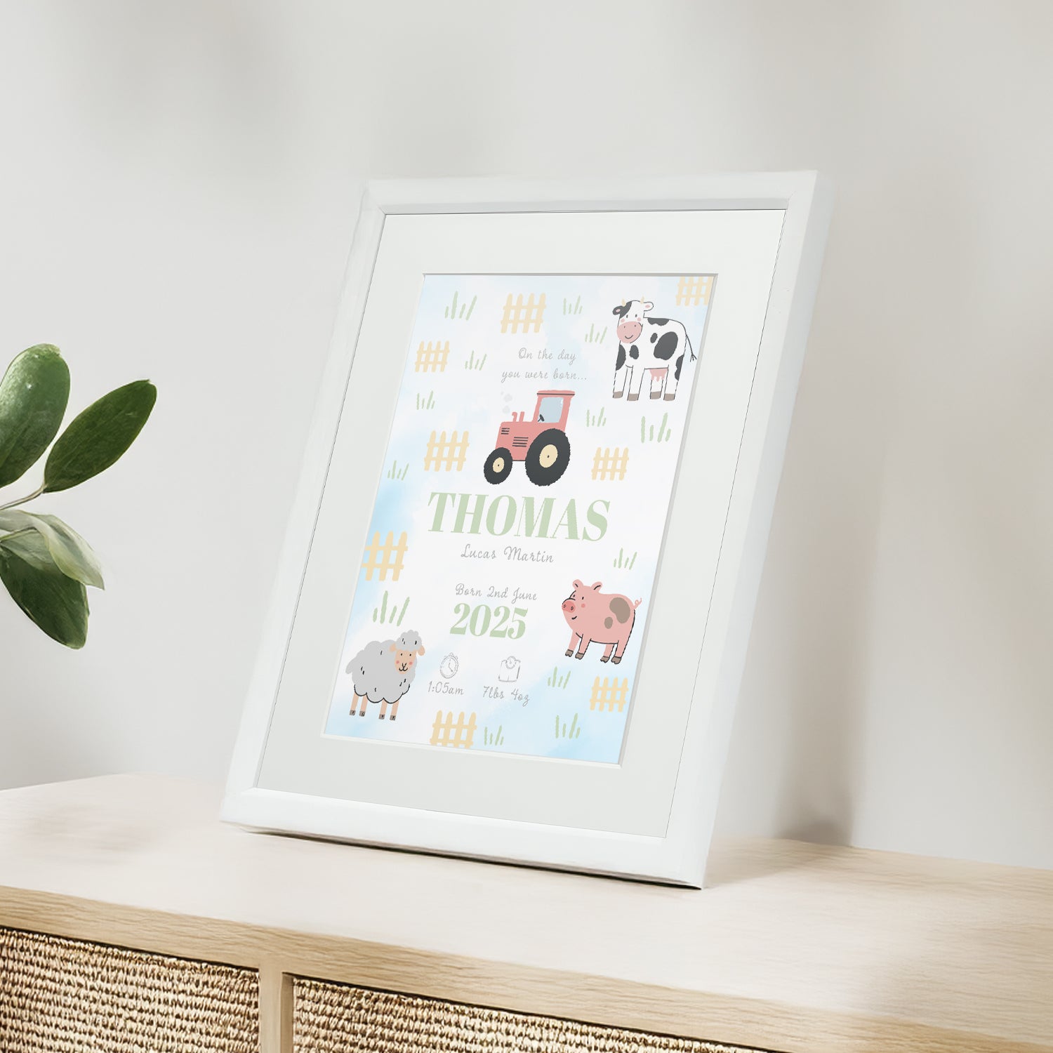Personalised On The Day You Were Born Farmyard Framed Print