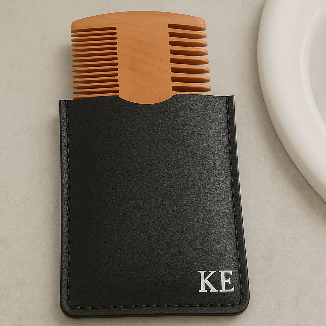 Personalised Beard Comb Pouch with Comb